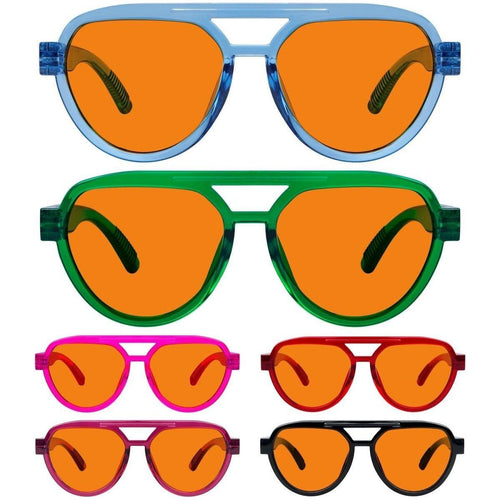 6 Pack 100% Blue Blocking Glasses Orange Lens Metalless Screwless Pilot R2312-B98